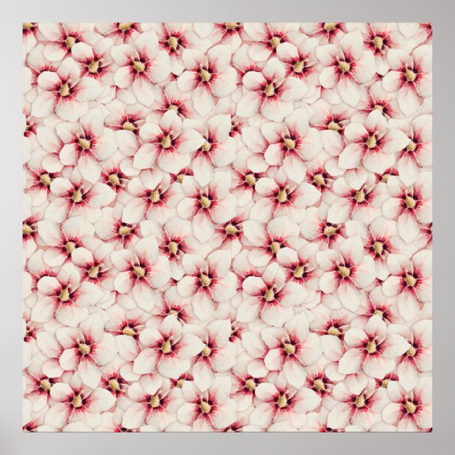 Poster Padrão sem costura da flor de hibiscus (Frente)