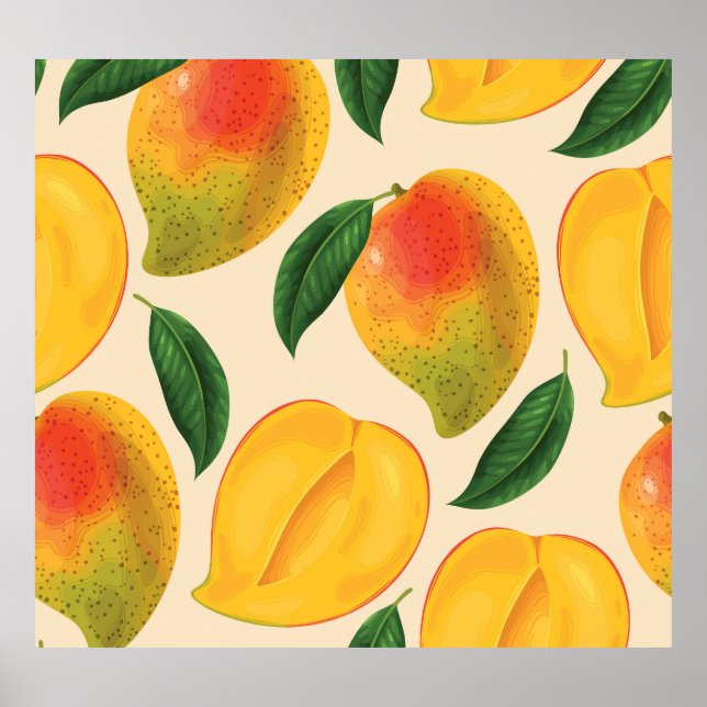 Poster Padrão sem costura da Fruta de Mango (Frente)