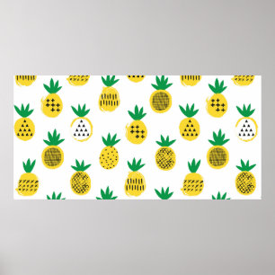Poster Padrão sem costura de abacaxi. Design.