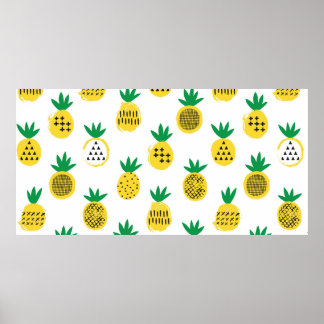 Poster Padrão sem costura de abacaxi. Design de criança.