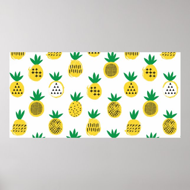 Poster Padrão sem costura de abacaxi. Design de criança. (Frente)