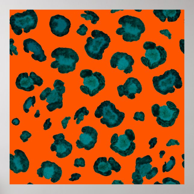 Poster Padrão sem costura de aquarela com pele-leopardo.  (Frente)