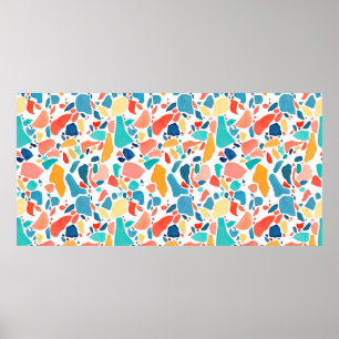 Poster Padrão sem costura de cor d'água do Terrazzo. De