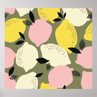 Poster Padrão sem costura de Frutas de Citros