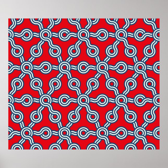 Poster padrão sem costura de latência gráfica com hexágon (Frente)