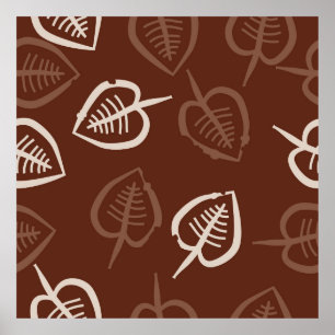 Poster Padrão sem costura de um motivo floral com folhas.