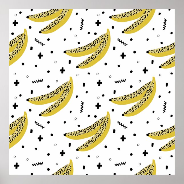 Poster Padrão sem costura de Verão com bananas nas ruas d (Frente)