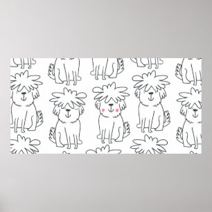 Poster Padrão sem costura desenhado à mão bonito com u