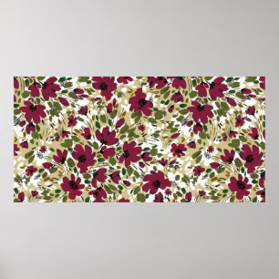 Poster Padrão sem costura desenhado à mão de água com