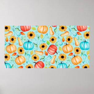 Poster Padrão sem costura desenhado à mão de diferente