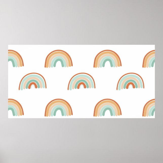 Poster Padrão sem costura desenhado manualmente arco-íris (Frente)