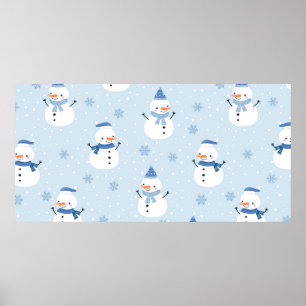 Poster Padrão sem costura do boneco de neve,fundo de inve