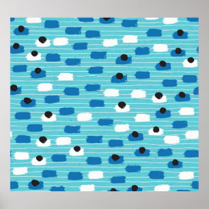 Poster Padrão sem costura do curso do pincel, desenhado à