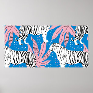Poster Padrão sem costura do Tigre,fundo animal selvagem