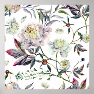 Poster Padrão Sem Costura Elegante Aquarela feito de Bran