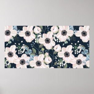 Poster Padrão sem costura estilo de aquarela floral desi