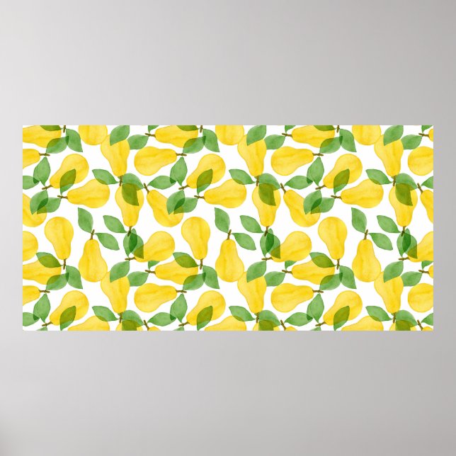 Poster Padrão sem costura feito de peras com folhas (Frente)