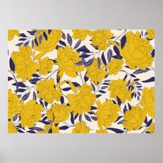 Poster padrão sem costura floral e folha