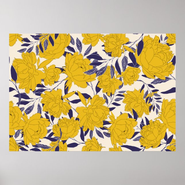 Poster padrão sem costura floral e folha (Frente)