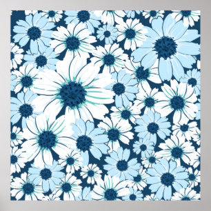 Poster Padrão sem costura floral/padrão textual de flor, 