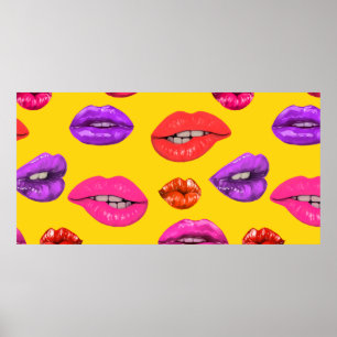 Poster Padrão sem costura no estilo do anos 80, glamour 