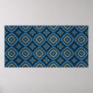 Poster Padrão sem costura oriental de luxo