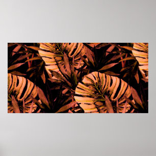 Poster Padrão sem costura por aquarelas com folhas tropi
