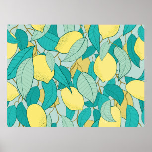 Poster padrão sem descontinuidades com jardim de limão