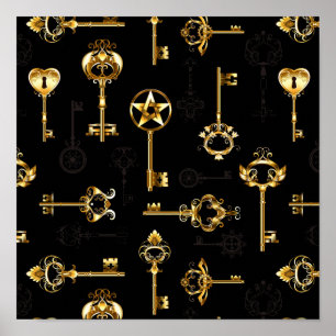 Poster Padrão sem falhas com chaves de Ouro