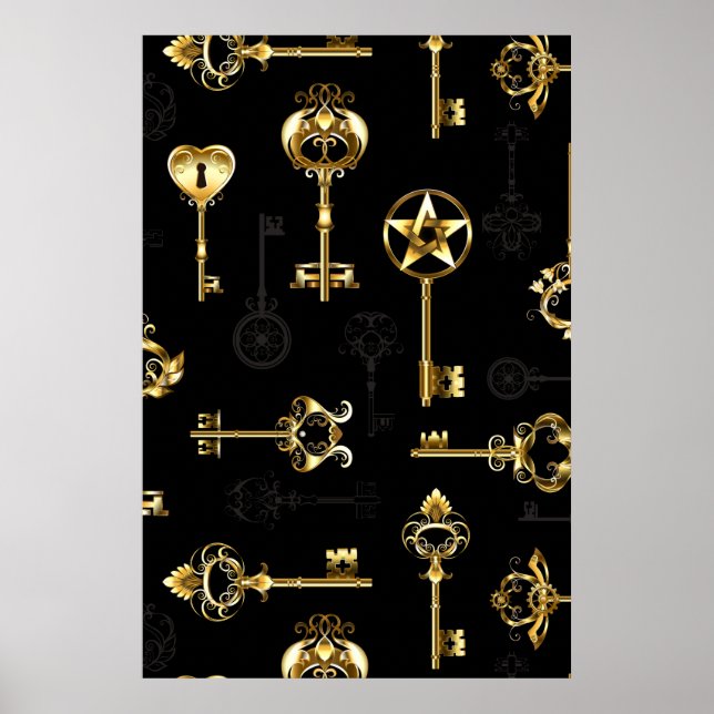 Poster Padrão sem falhas com chaves de Ouro (Frente)