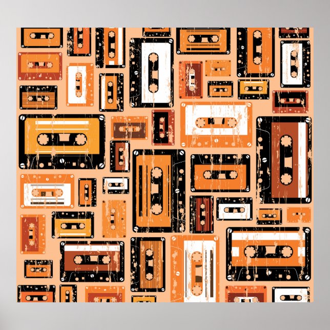 Poster Padrão Sem Fita de Cassete Retroativa (Frente)