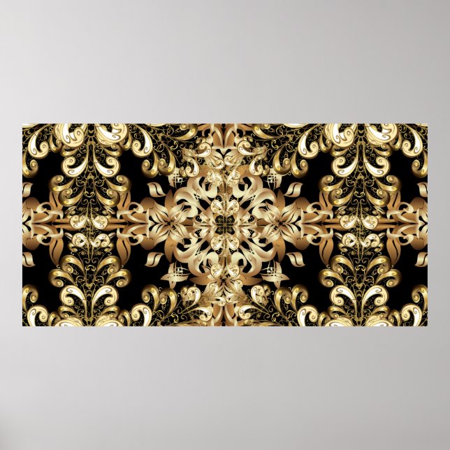 Poster Padrão simples sem emendas de floco de neve dourad (Frente)