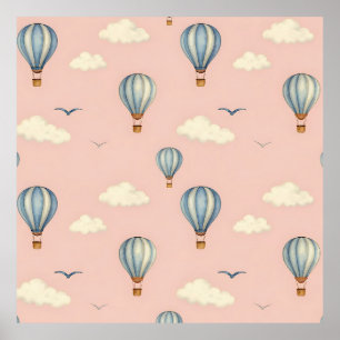 Poster Padrão Sonhador do Céu de Balão de Ar Quente