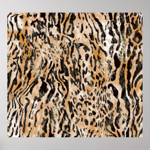 Poster Padrão Têxtil do Medidor Leopardo Colorido