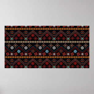 Poster Padrão tribal colorido sem costura