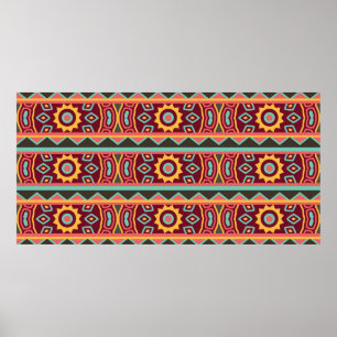 Poster Padrão tribal colorido sem costura