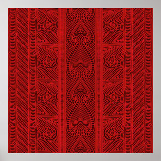 Poster Padrão tribal Maori - A arte Whakairo de esculpir