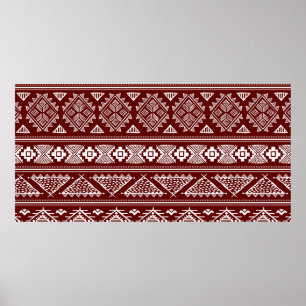 Poster Padrão tribal vintage de ilustração sem descontinu