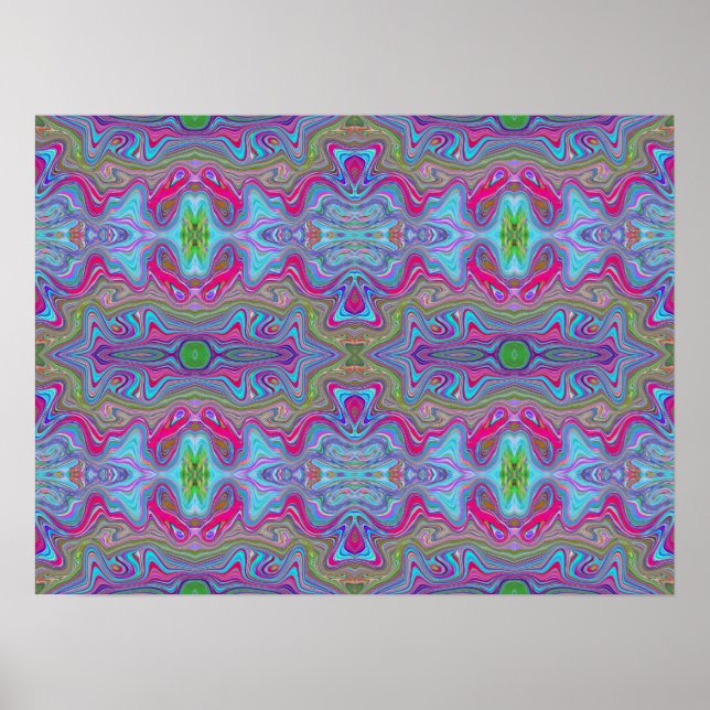 Poster Padrão Trippy Multicolorido Azul Céu Ondulado (Frente)
