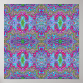 Poster Padrão Trippy Multicolorido Azul Céu Ondulado