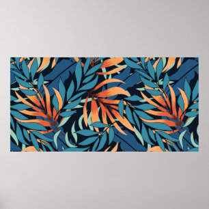 Poster Padrão tropical sem costura abstrato com prato pa