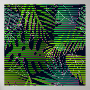 Poster Padrão tropical sem costura com plantas tropicais.