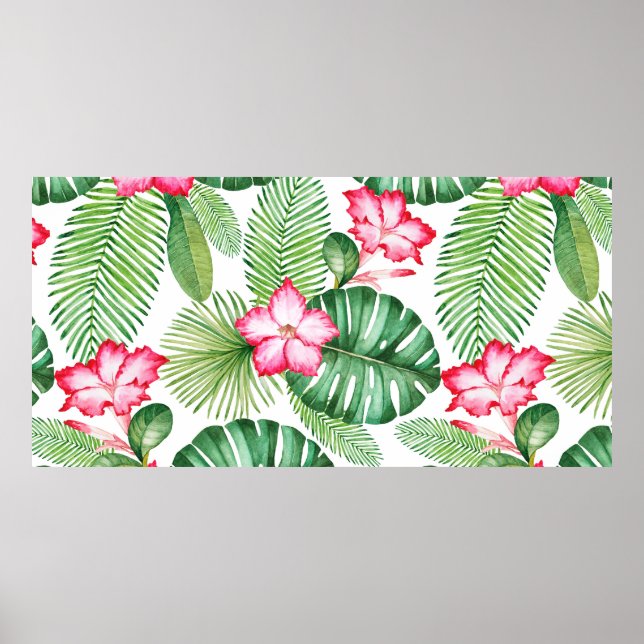 Poster Padrão tropical uniforme de aquarela (Frente)