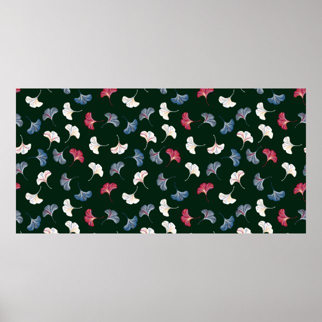 Poster Padrão uniforme à distância com folhas de ginkgo (Frente)