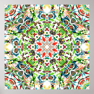 Poster padrão uniforme com ornamento floral brilhante. Vi