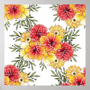 Poster padrão uniforme de abstrato elegância com bac flor
