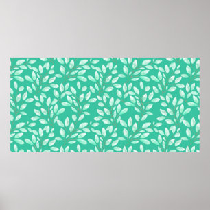 Poster Padrão uniforme de aquarela com folhas verdes maci