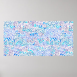 Poster Padrão uniforme de aquarela com manchas azuis