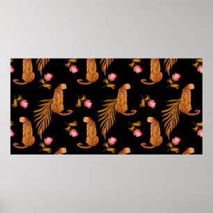 Poster Padrão uniforme de aquarelas com guejos