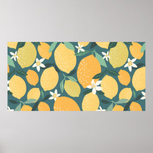 Poster Padrão uniforme de frutas de limão